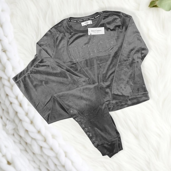 Juicy Couture Other - *NWT Juicy Couture Gray Soft Velour Pajama Loungewear Athleisure Set